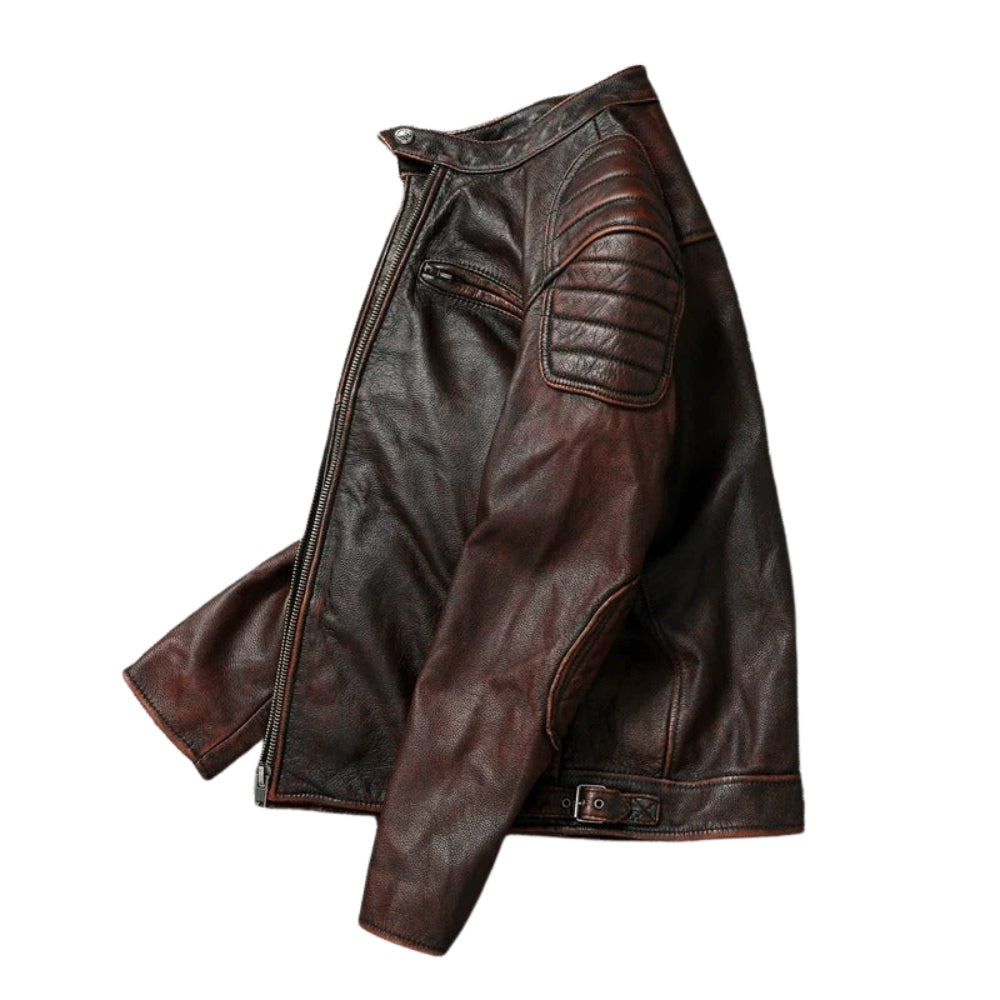 Jorge - Chaqueta De Cuero Con Cremallera Frontal