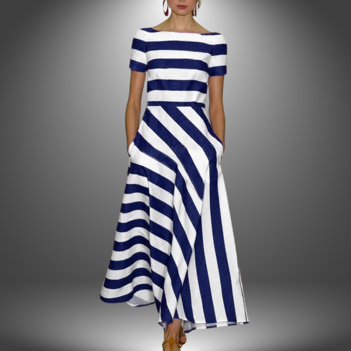 Nicoli | Vestido largo a rayas hecho a mano