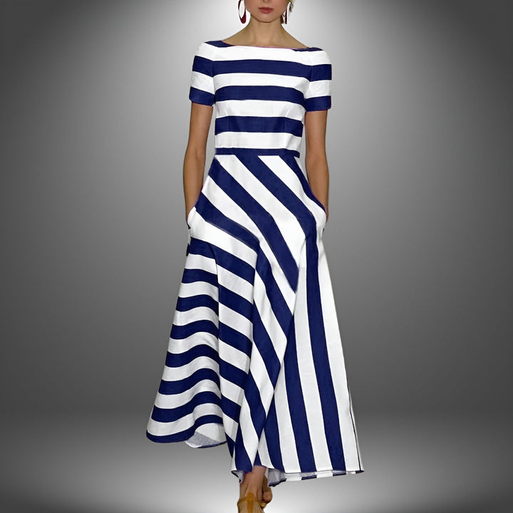 Kiona -  Vestido Largo Estampado con Rayas Elegante