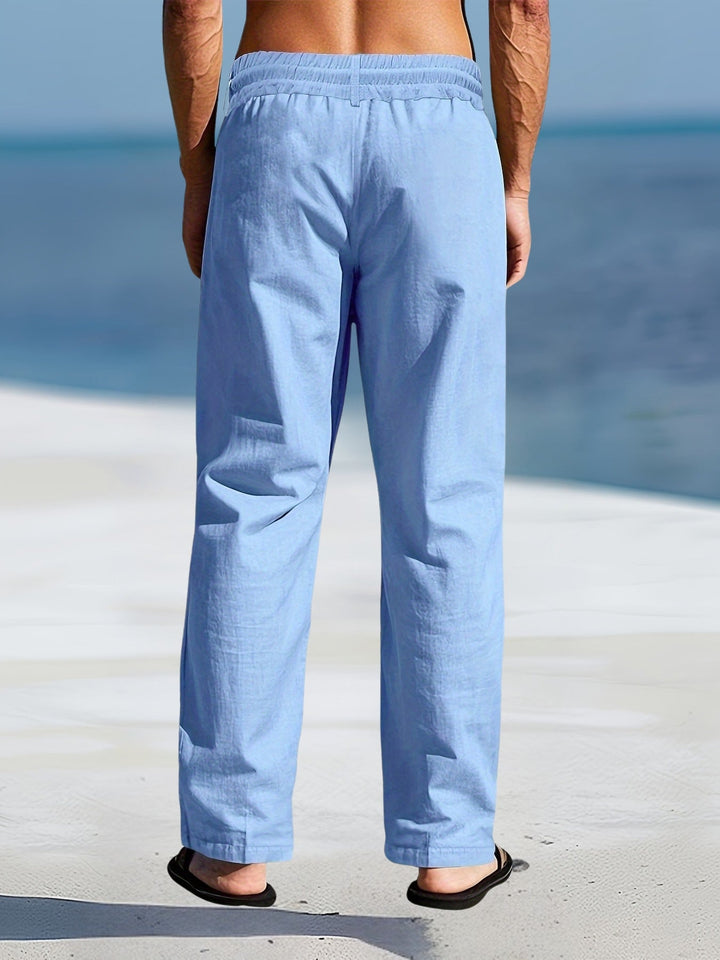 Aznar - Pantalón Elástico Informal De Lino