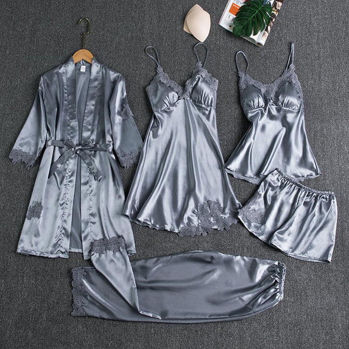 Noga - Conjunto de Ropa de Dormir de Seda de 5 Piezas
