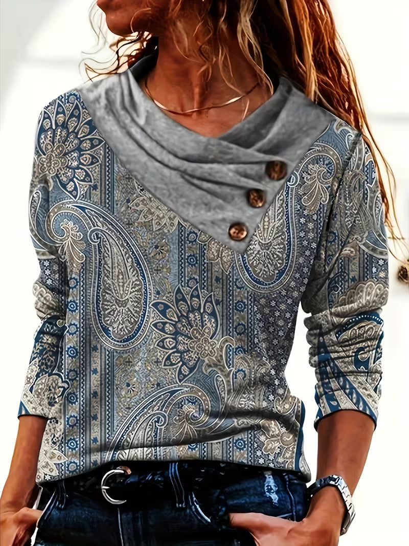 Vinja - Top Con Cuello Vuelto Y Estampado De Paisley
