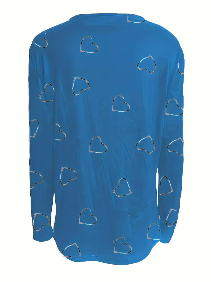 Romisha - Camiseta Con Estampado De Corazones y Cremallera