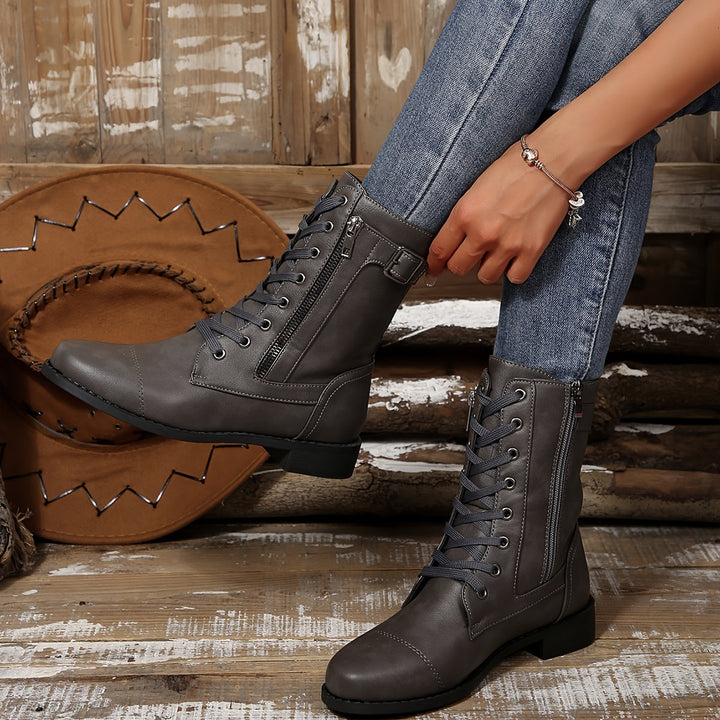 Kareema - Cómodas Botas De Cuero Con Cremallera Lateral
