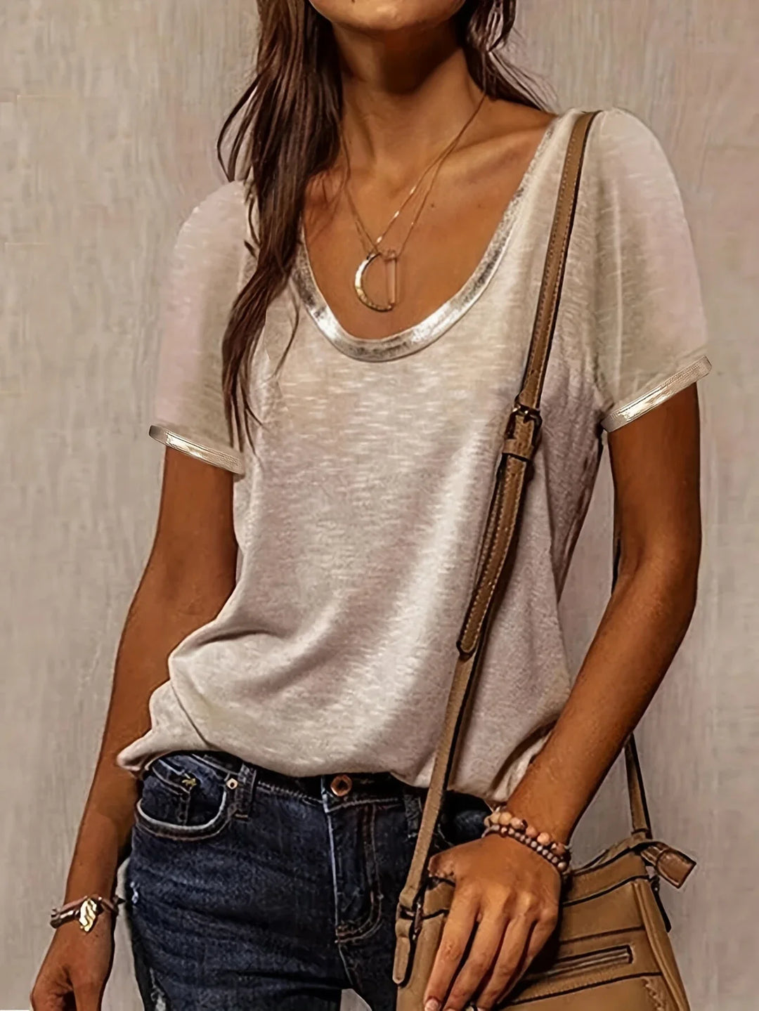 Krissy - Camiseta Informal Con Cuello Redondo