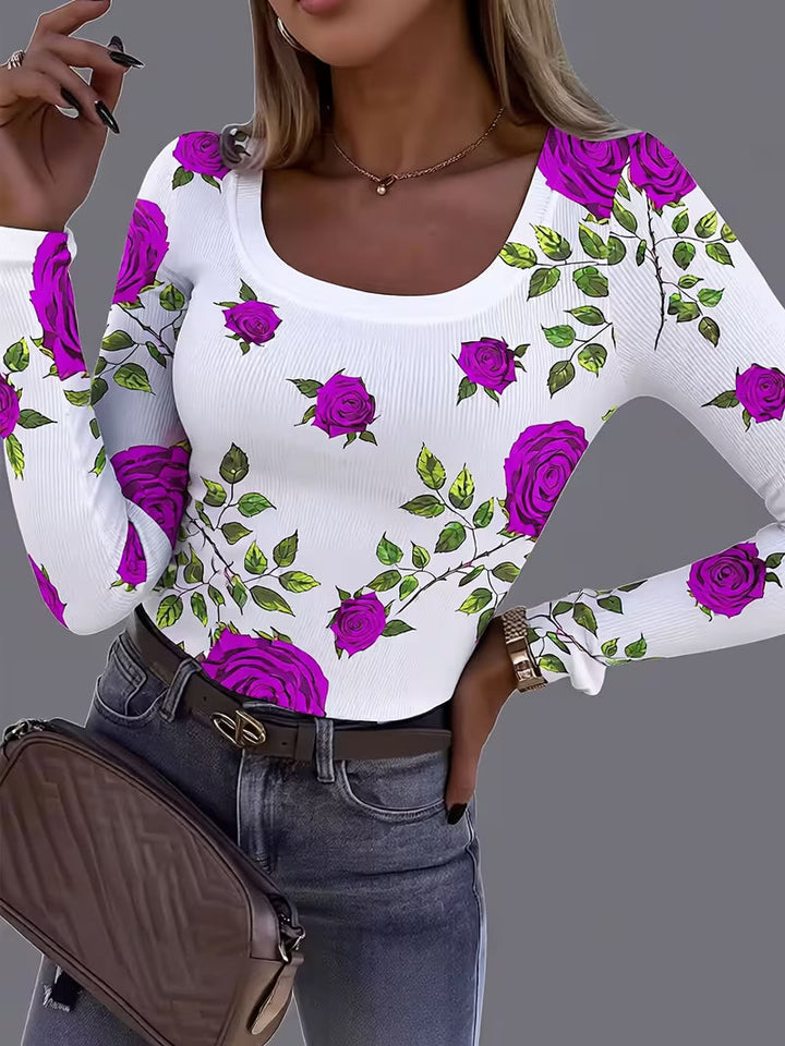 Rabiye - Top Con Estampado Floral Y Cuello Cuadrado