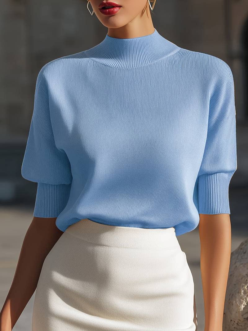 Jenni - Jersey De Manga Corta Con Cuello Alto Y Canalé