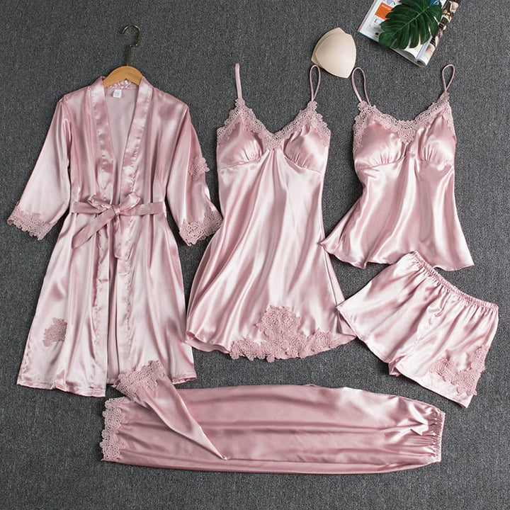 Noga - Conjunto de Ropa de Dormir de Seda de 5 Piezas