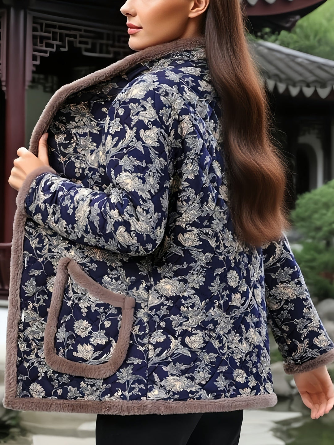 Mayte - Chaqueta De Invierno Con Estampado Floral Y Botones