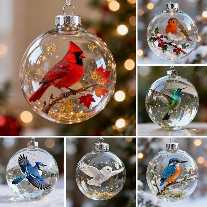 FrostFlight - Colección De Adornos Navideños De Cristal Con Simpáticos Pájaros