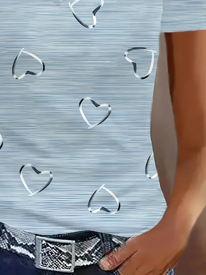 Emlyn - Top Moderno Con Cuello En V y Estampado De Corazones