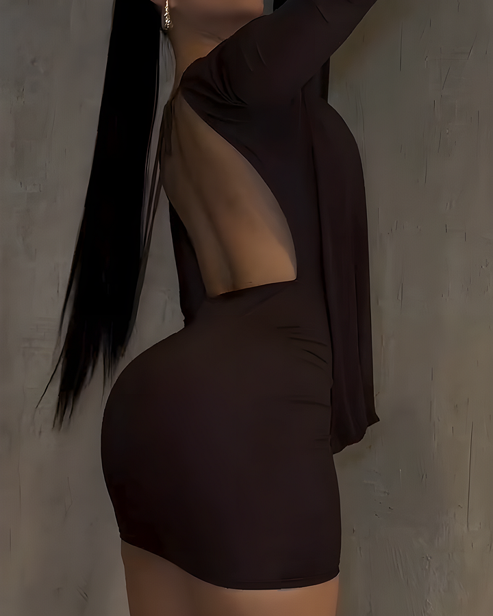 Nixlyn - Minivestido de Malla con Cuello en V y Espalda Descubierta