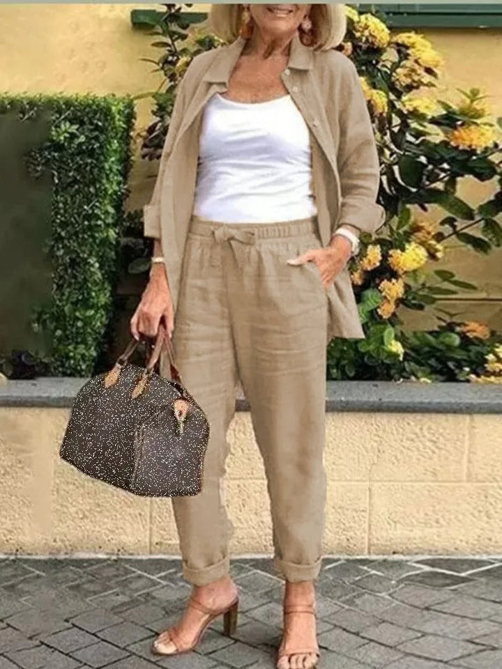 Henna - Conjunto de Camisa de Manga Larga y Pantalones
