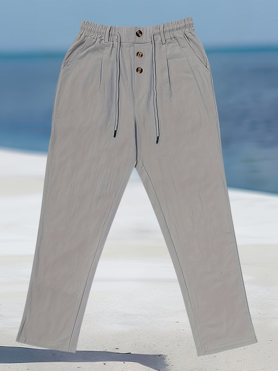 Aznar - Pantalón Elástico Informal De Lino