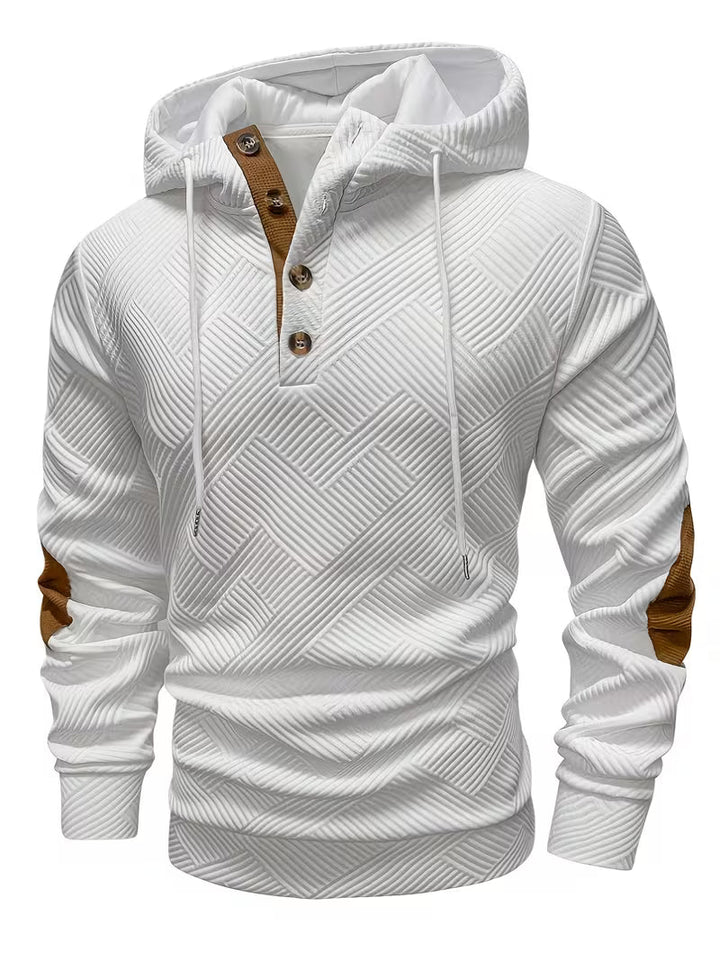 Alejandro - Sudadera Con Capucha y Textura Con Parches en Los Codos en Color de Contraste
