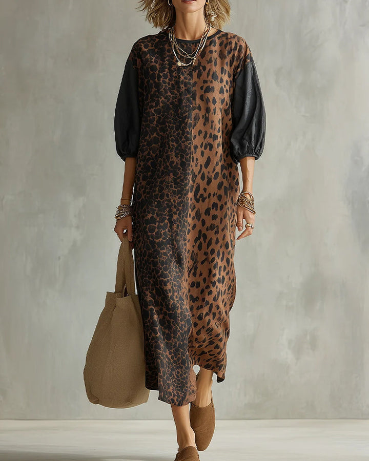 Jimina - Vestido Con Estampado De Leopardo Y Mangas Abullonadas