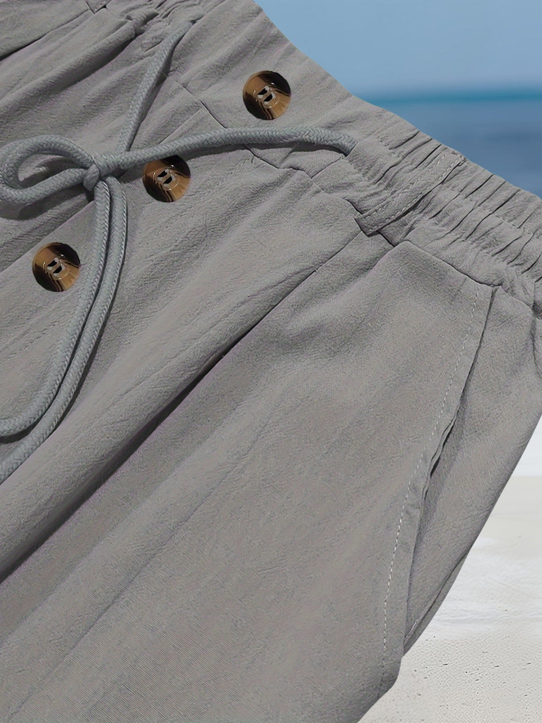 Aznar - Pantalón Elástico Informal De Lino