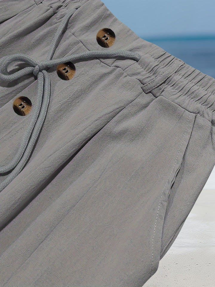 Aznar - Pantalón Elástico Informal De Lino