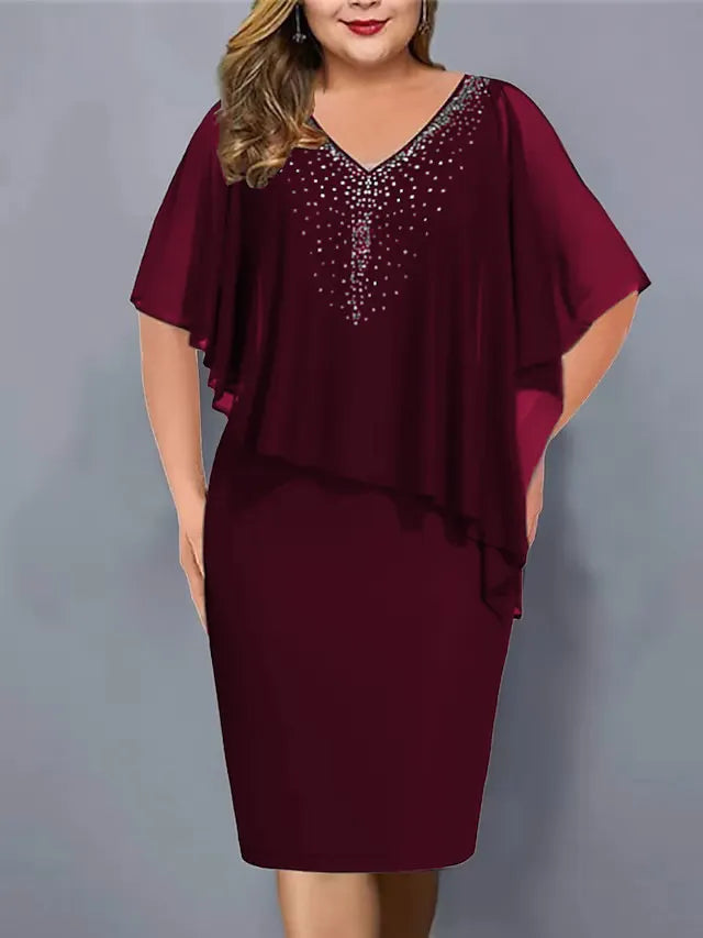 Amelie - Vestido De Gasa Con Escote en V Y Adornos De Strass