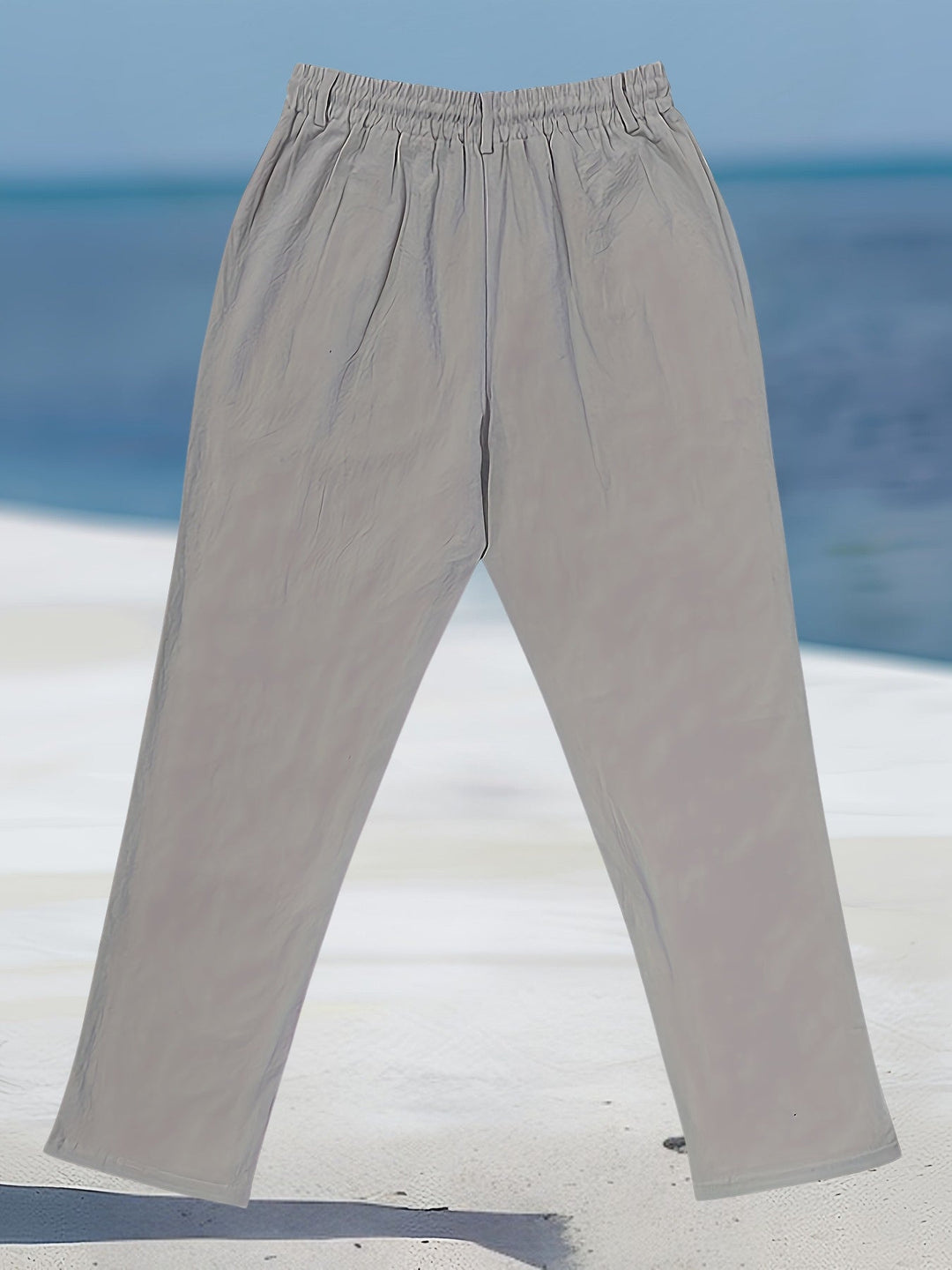 Aznar - Pantalón Elástico Informal De Lino