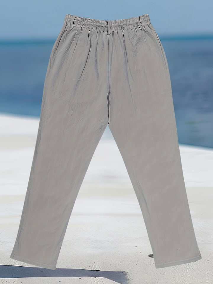 Aznar - Pantalón Elástico Informal De Lino