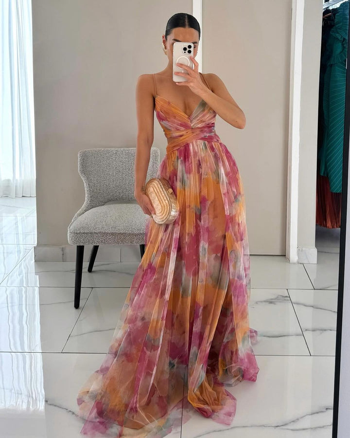 Dinushi - Vestido largo Floral Elegante