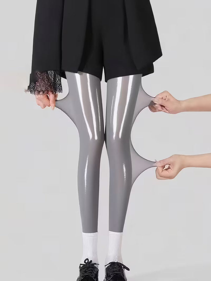 Bekah - Medias Elásticas Con Pies de Alto Brillo