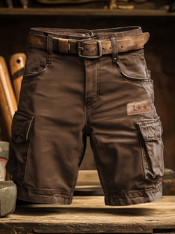 Pantalones Cortos Cargo Multiusos Retro Para Hombre Confeccionados En Tejido Ripstop Resistente al Desgaste