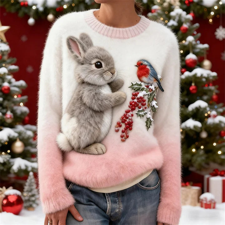 Suzette - Jersey De Felpa Con un Conejo Navideño
