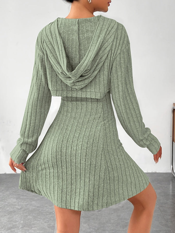 Joaquina - Minivestido Acanalado con Top Corto Con Capucha
