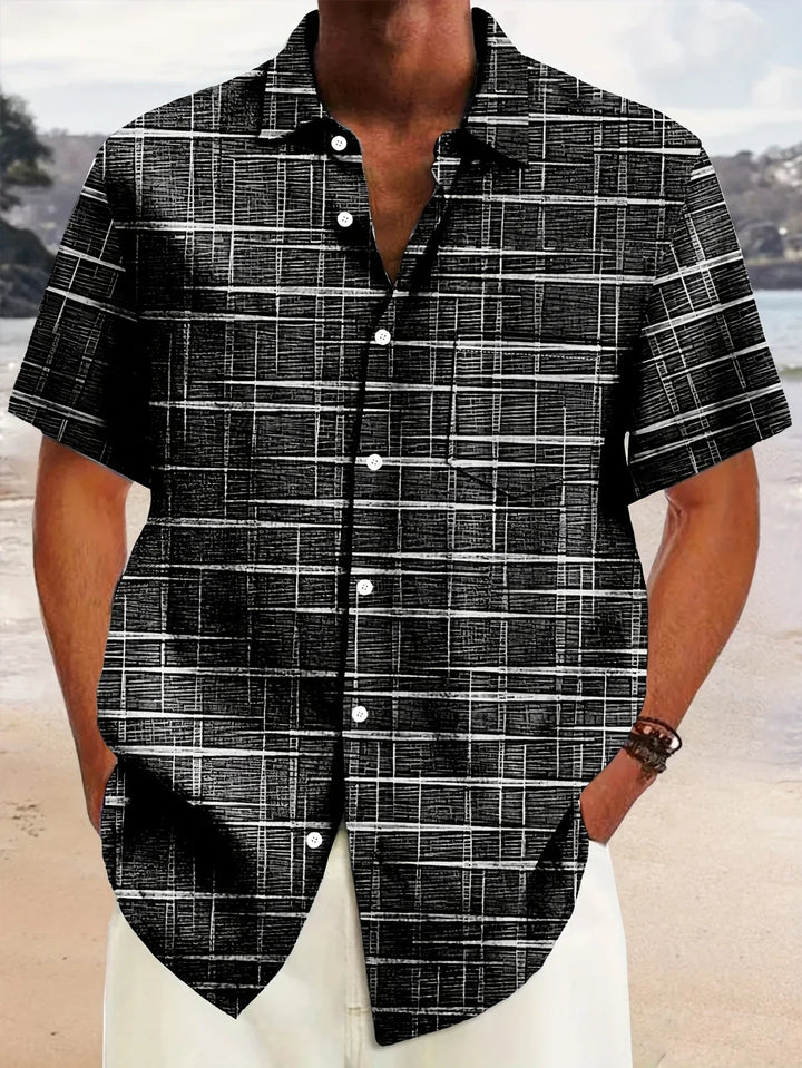 Haroyan - Camisa Elegante Con Estampado De Rayas a Cuadros