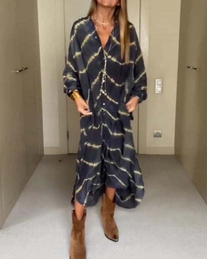 Suchitra - Vestido Boho de Rayas y Manga Larga