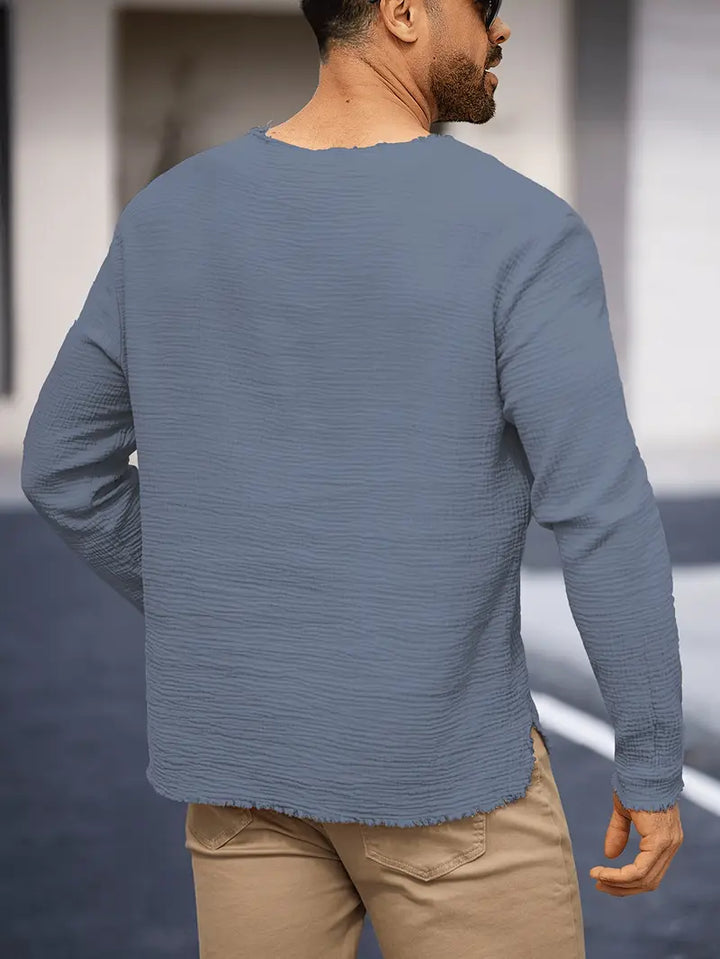 Demetrio - Camisa Informal y Cómoda De Manga Larga Con Cuello en V