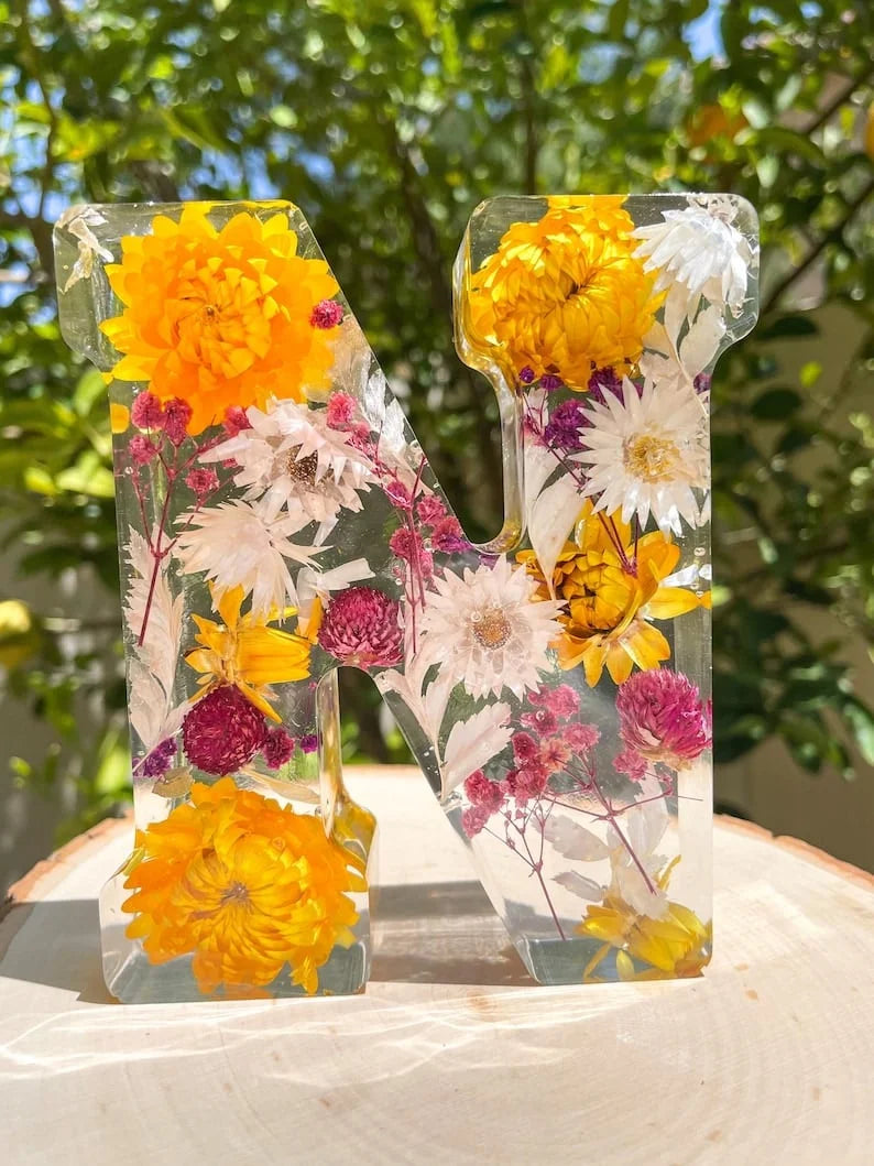 FloraShine - Lámpara Nocturna de Resina Con Flores Hecha a Mano