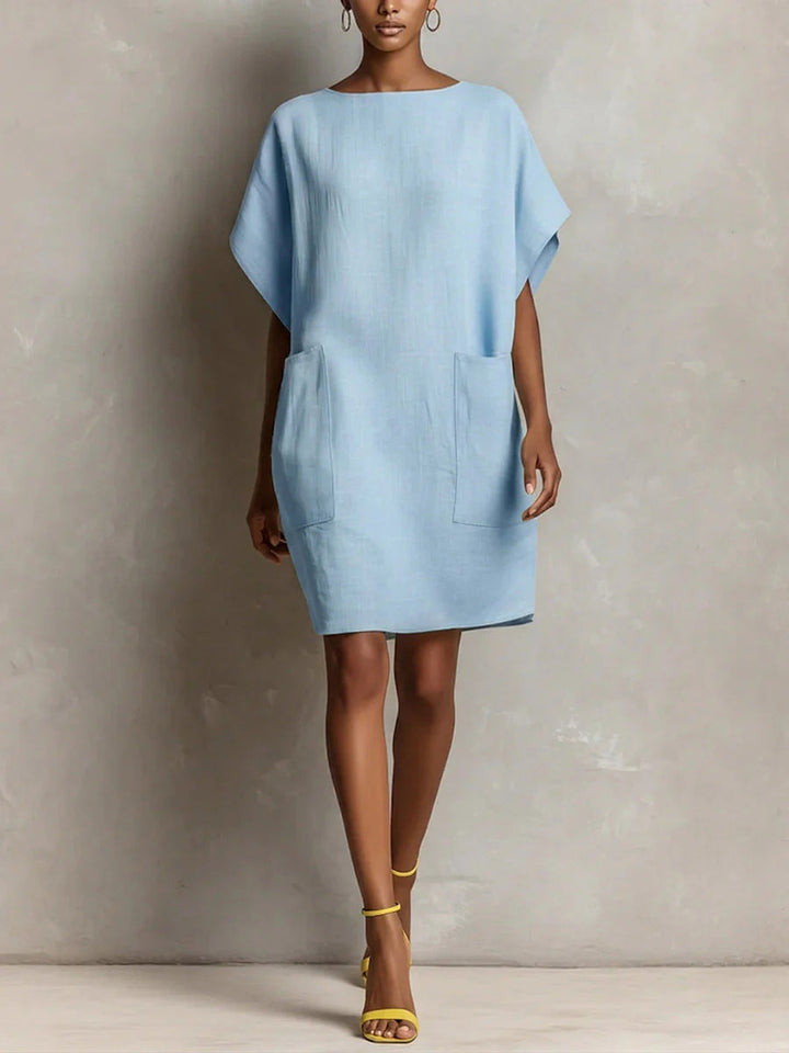 Hulina - Vestido Informal De Lino Con Bolsillos