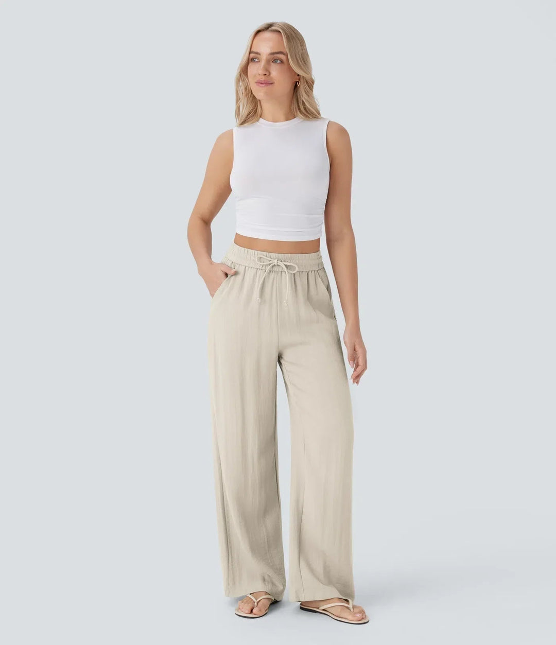 Zafeiria - Elegantes Pantalones De Lino