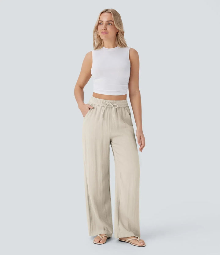 Zafeiria - Elegantes Pantalones De Lino
