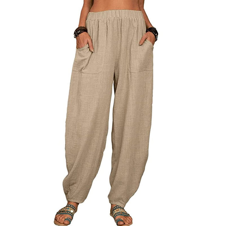 Zinzi - Pantalones De Harén De Lino De Algodón Holgados y Casuales