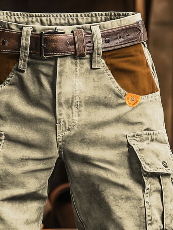 Pantalones Cortos Cargo Multiusos Retro Para Hombre Confeccionados En Tejido Ripstop Resistente Al Desgaste