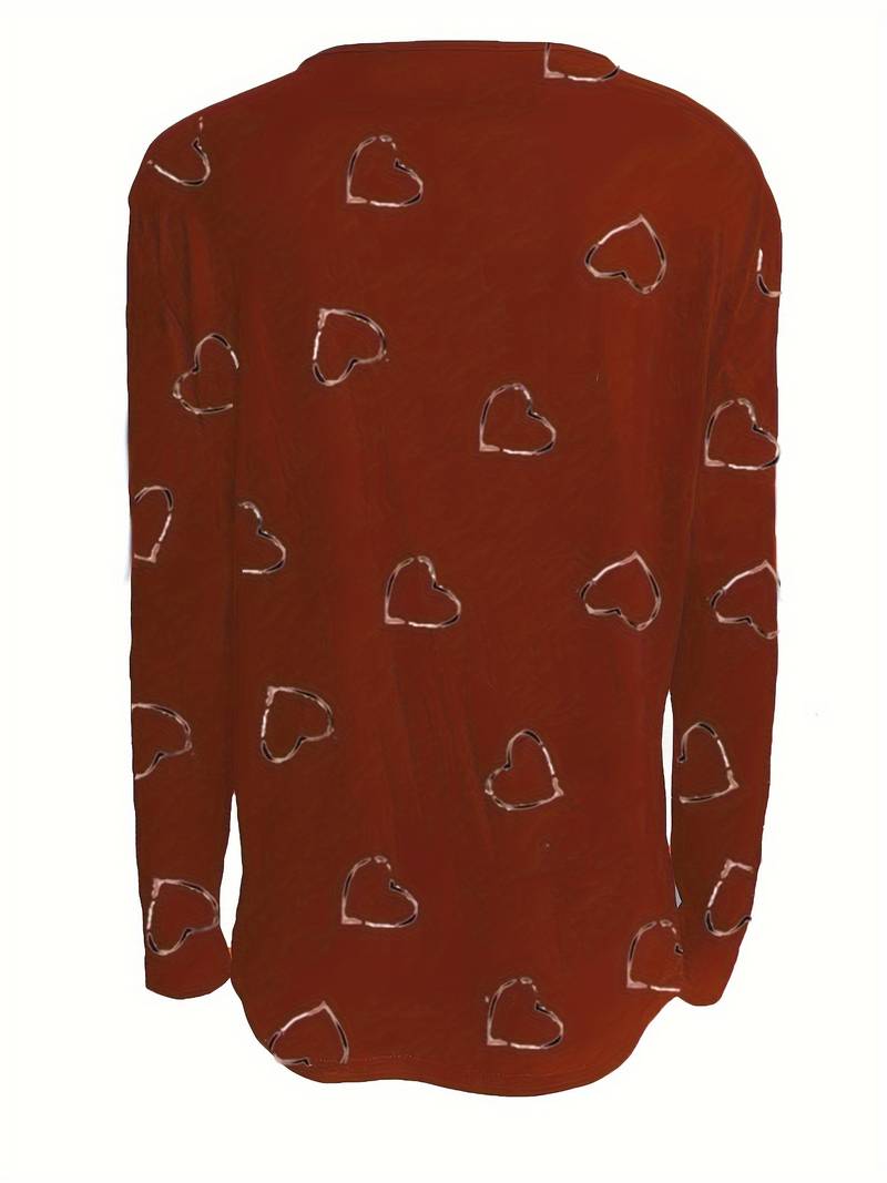 Romisha - Camiseta Con Estampado De Corazones y Cremallera