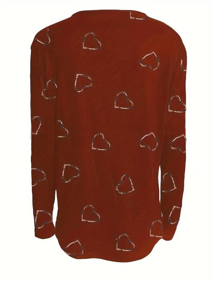 Romisha - Camiseta Con Estampado De Corazones y Cremallera