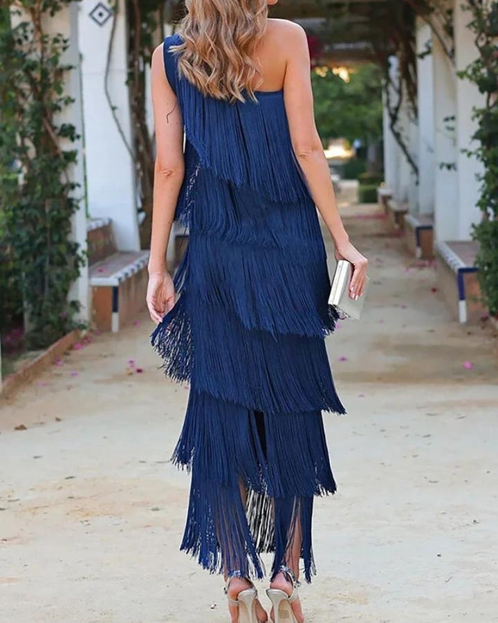 Mirella - Vestido Largo con Flecos