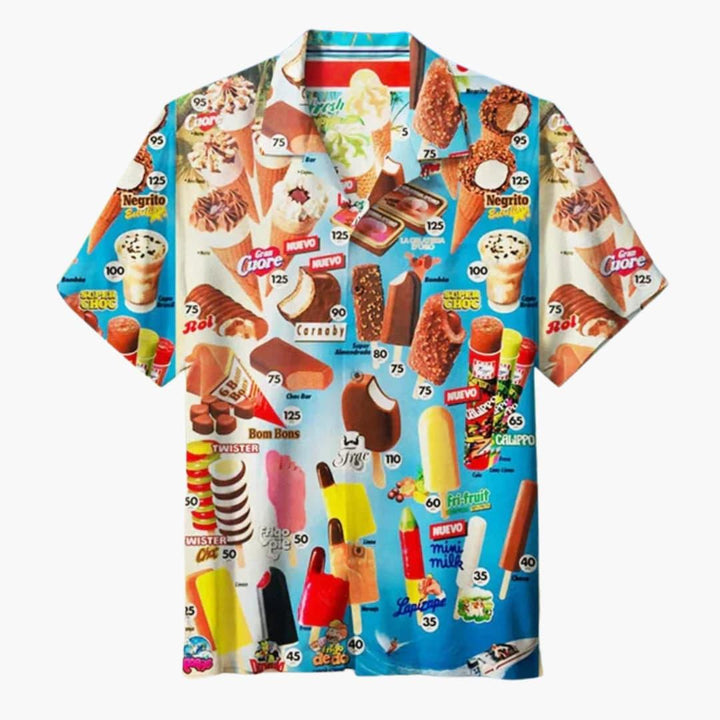 Lubomir - Elegante Camisa De Verano Con Estampado De Helados