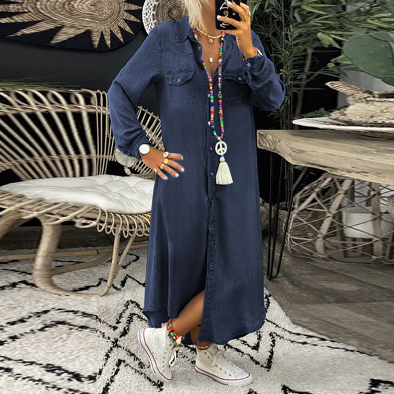 Dorota - Vestido Vaquero de Manga Larga