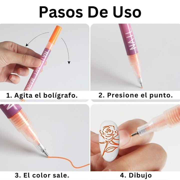 GlamSketch - Set De Rotuladores Para Nail Art En 12 Colores