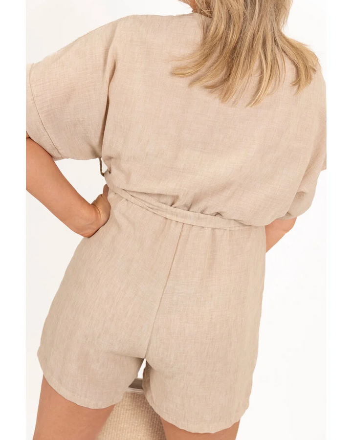 Lerusik - Playsuit De Lino De Manga Corta