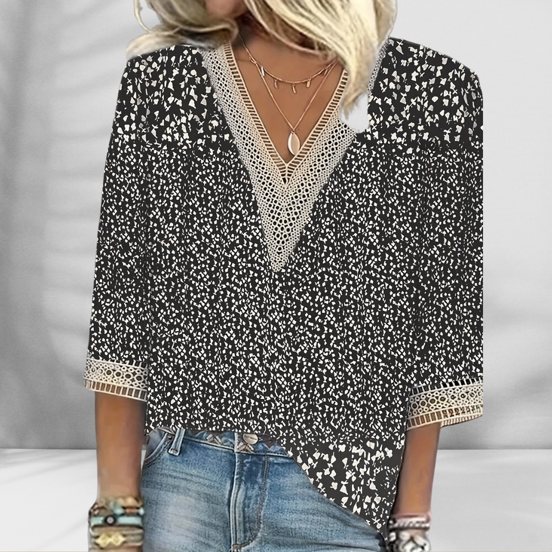 Maricela - Blusa Boho Con Estampado Floral Y Mangas Largas