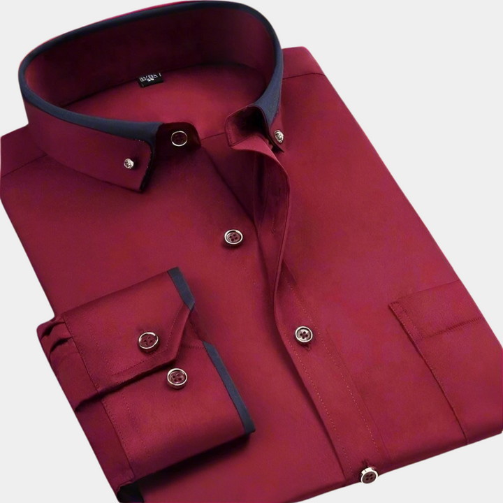 Daarik - Camisa De Vestir De Manga Larga Con Cuello En Contraste