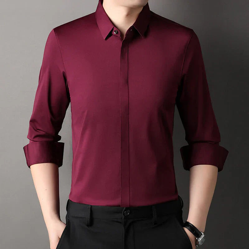 Kusek - Camisa Elegante Elástica y Sin Arrugas