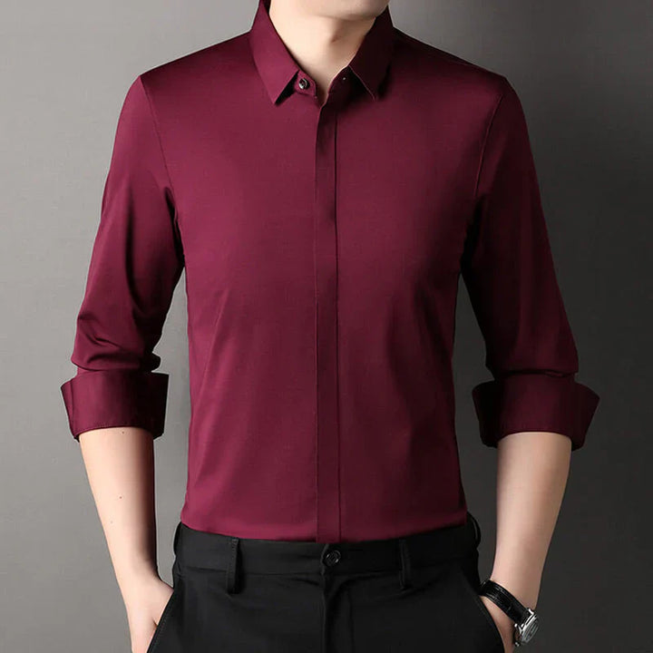 Kusek - Camisa Elegante Elástica y Sin Arrugas